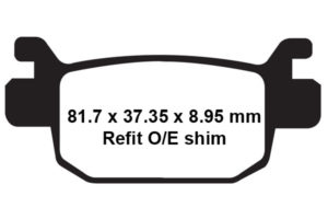 Dimensions des plaquettes de freins SFA 415