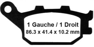 Dimensions des Plaquettes de frein FA 174